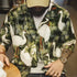 Person wearing a jacket with tropical bird design